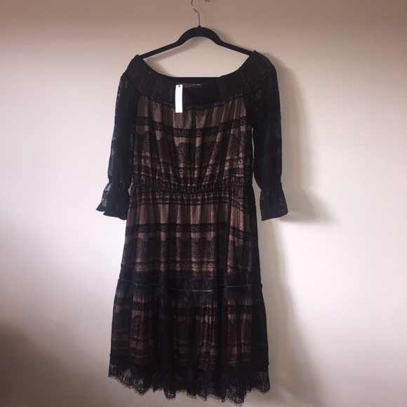 Anthropologie Dresses & Skirts - long sleeve black lace anthropologie dress NWT